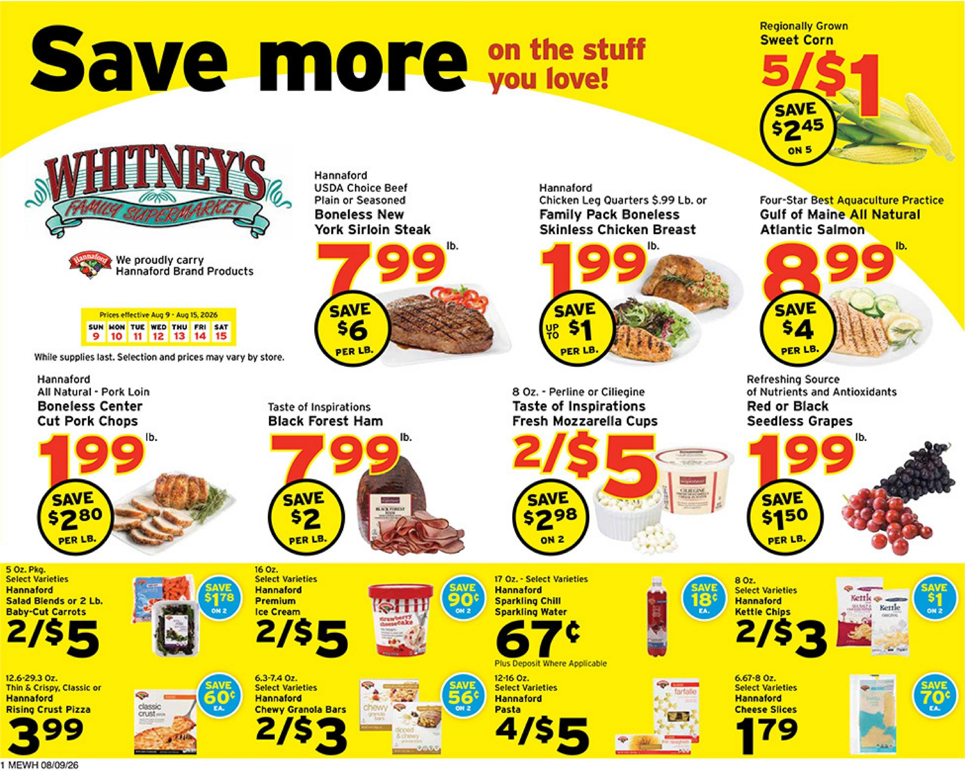 Whitney's Family Supermarket flyer page 1