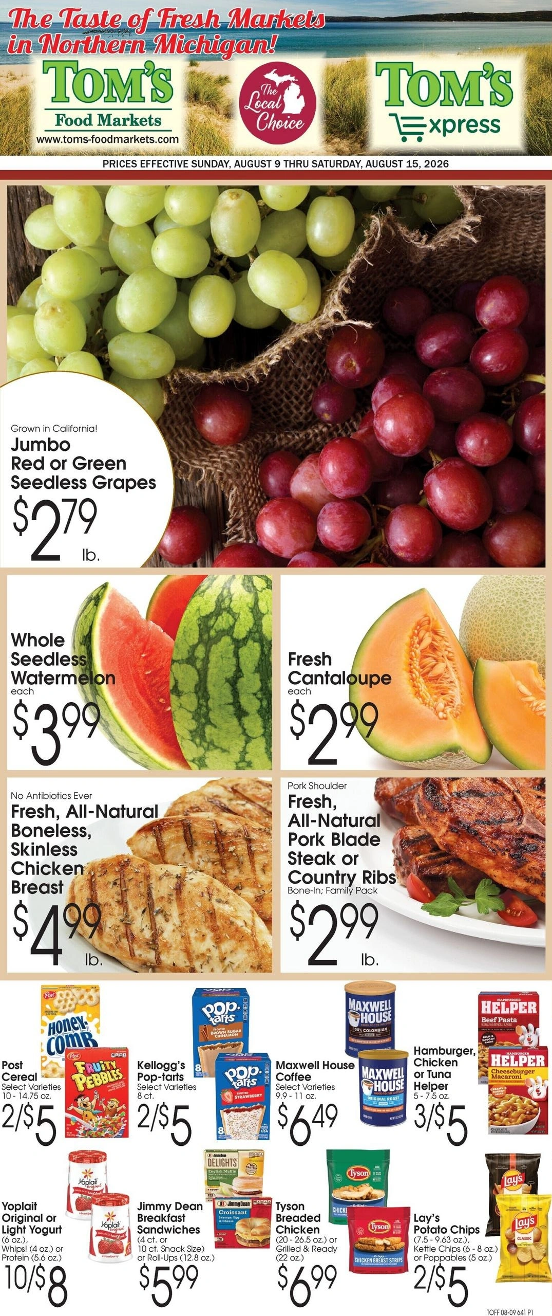 Tom's Food Markets flyer page 1