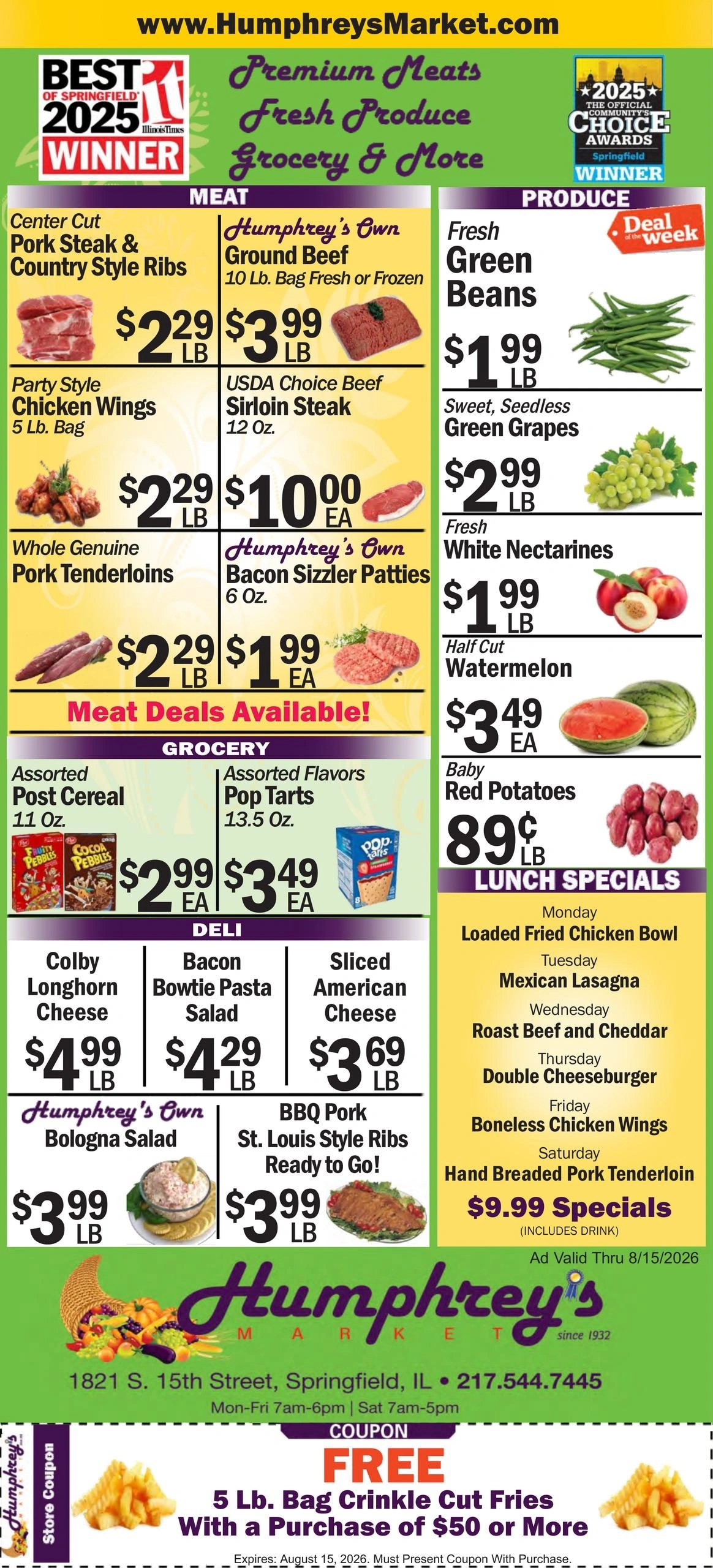 Humphrey's Market flyer page 1