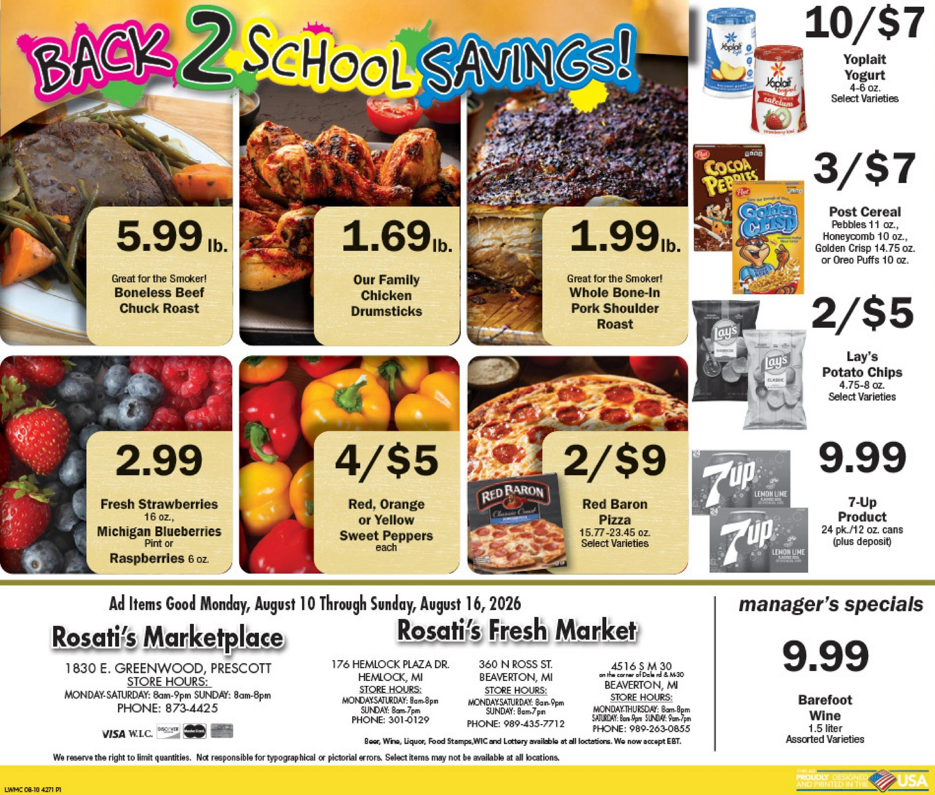 Rosati's Marketplace flyer page 1