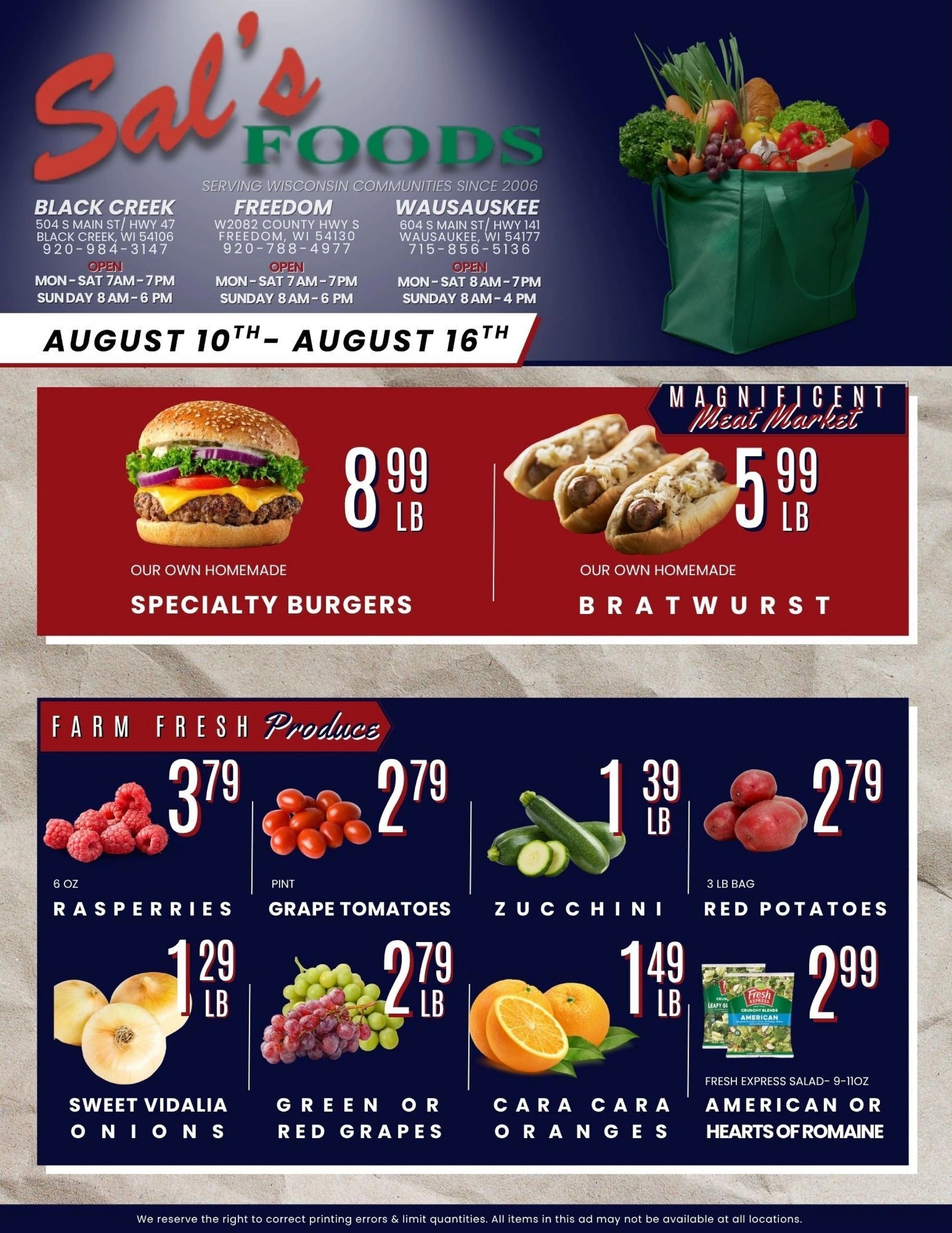 Sal's Food Center flyer page 1