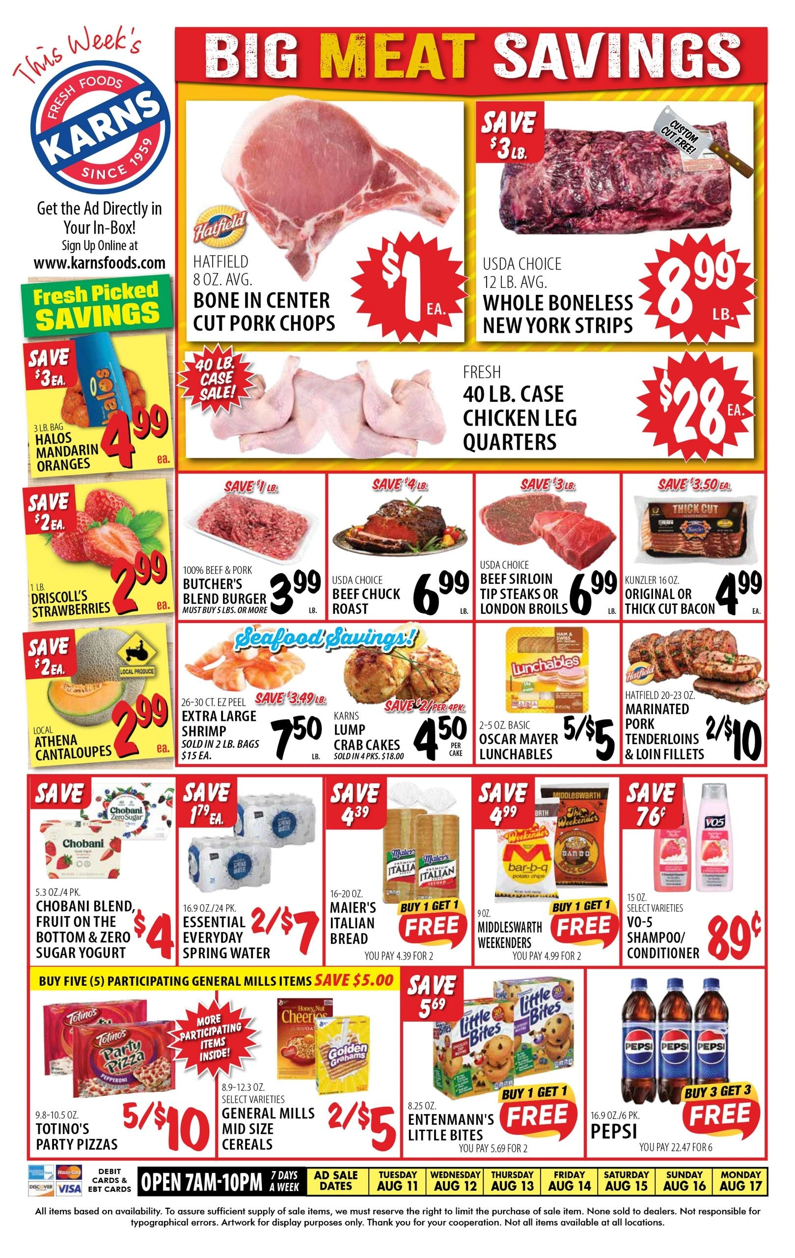 Karns Quality Foods flyer page 1
