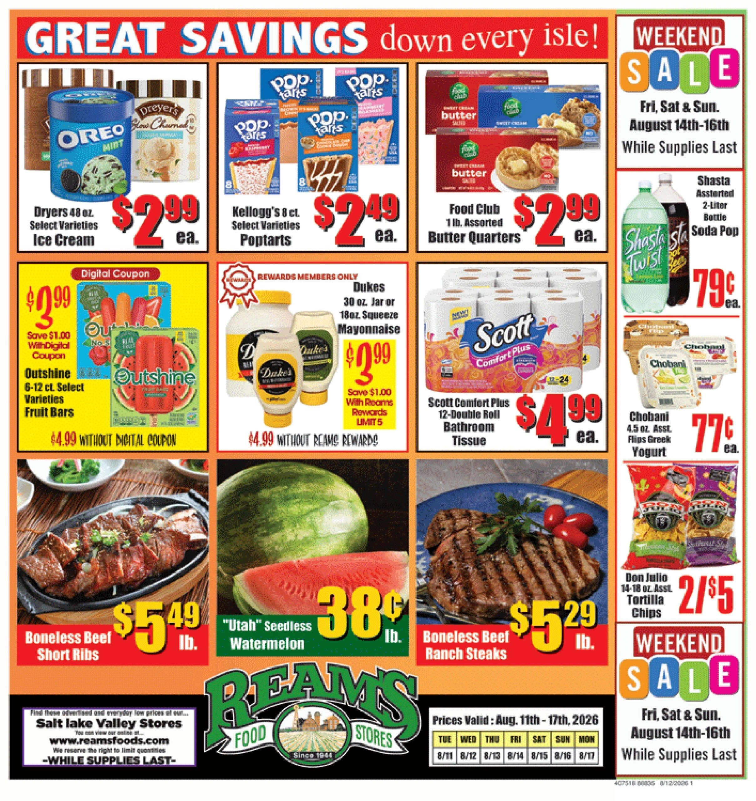 Reams Food Stores flyer page 1