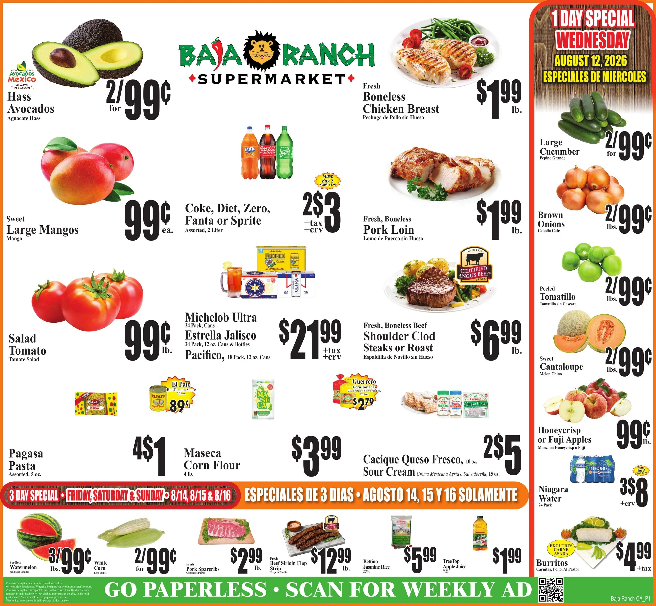 Baja Ranch Supermarket flyer page 1