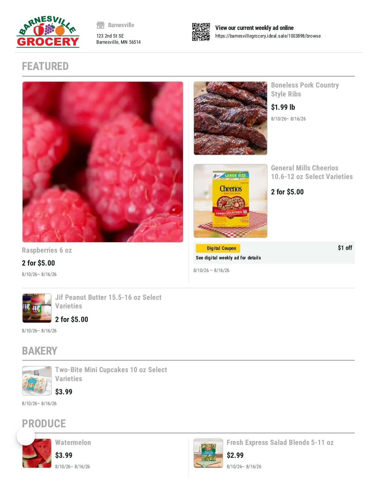 Barnesville Grocery flyer page 1