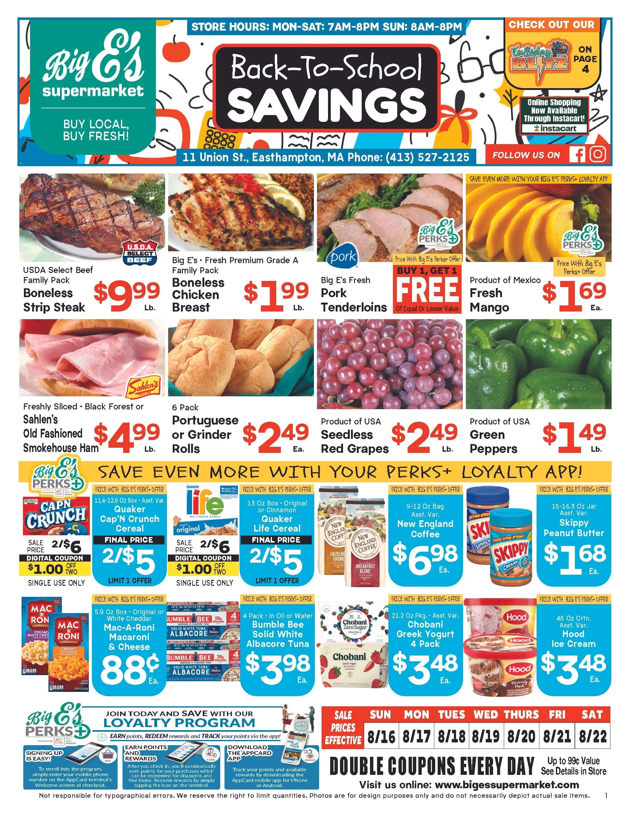 Big E's Supermarket flyer page 1