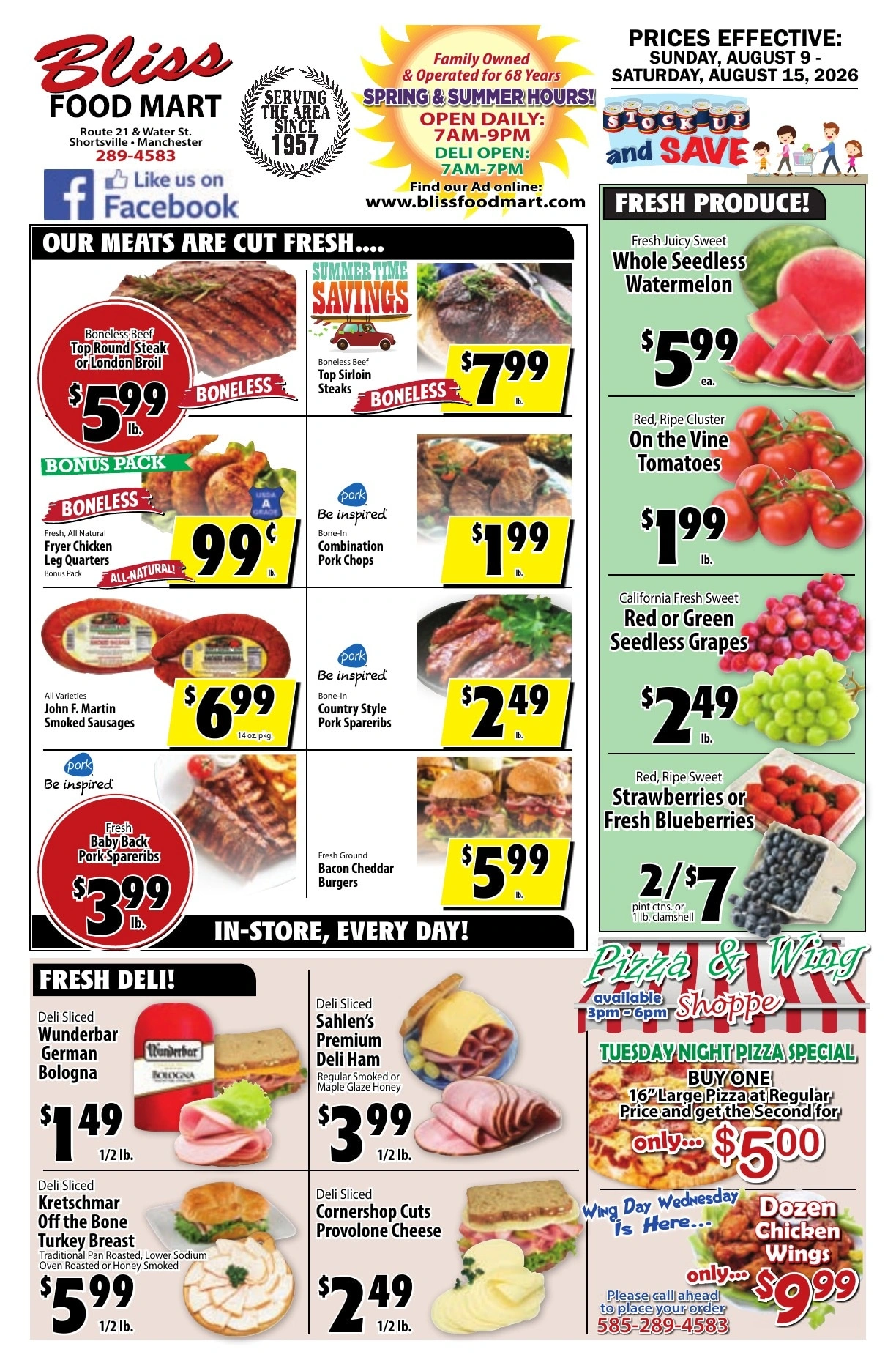 Bliss Shur Fine Food Mart flyer page 1
