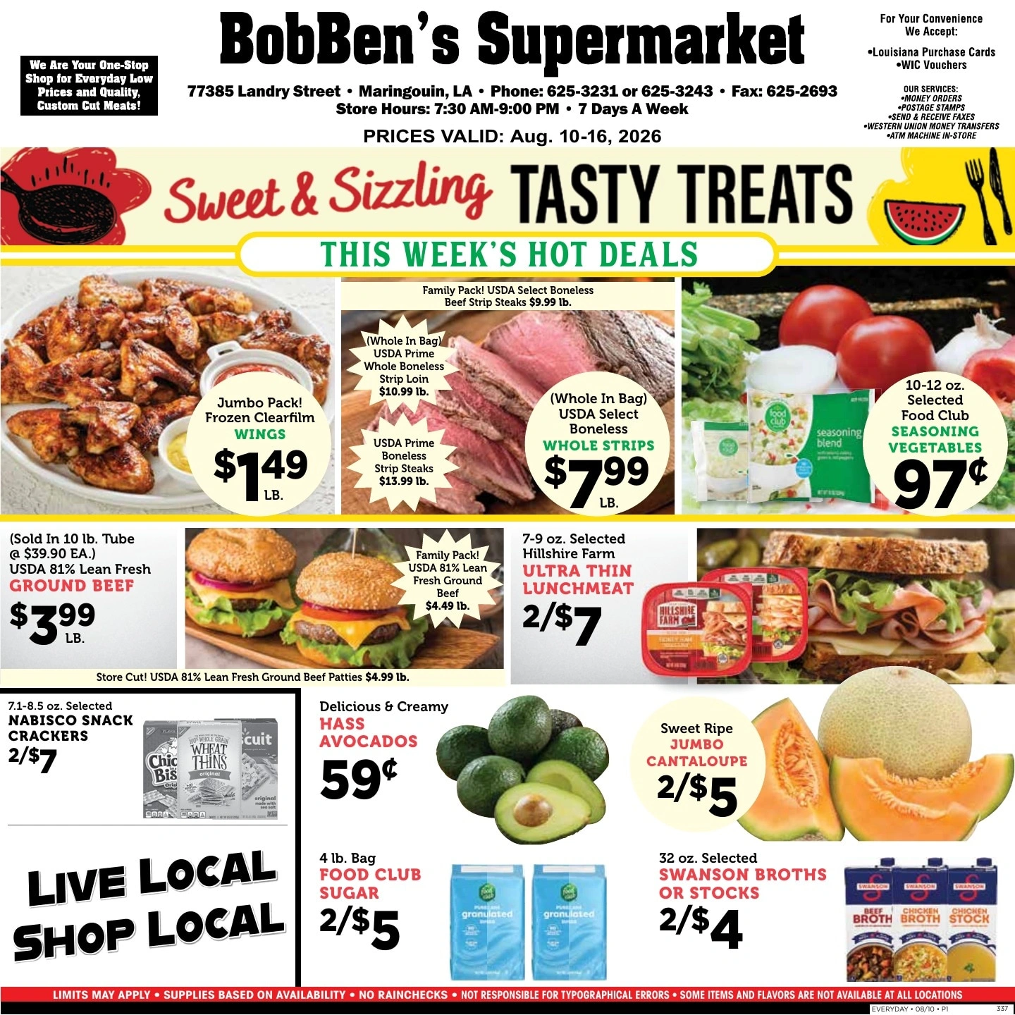 Bobben's Supermarket flyer page 1