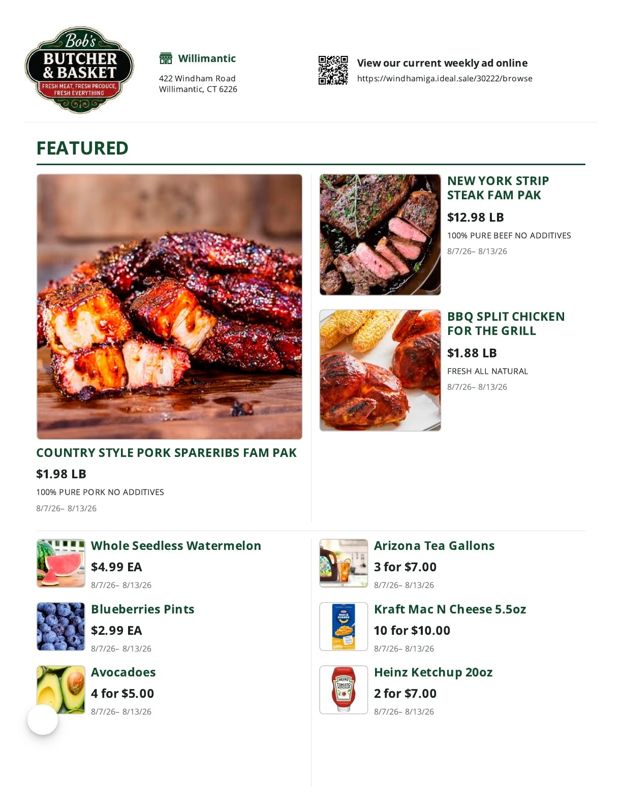 Bob's Butcher & Basket flyer page 1