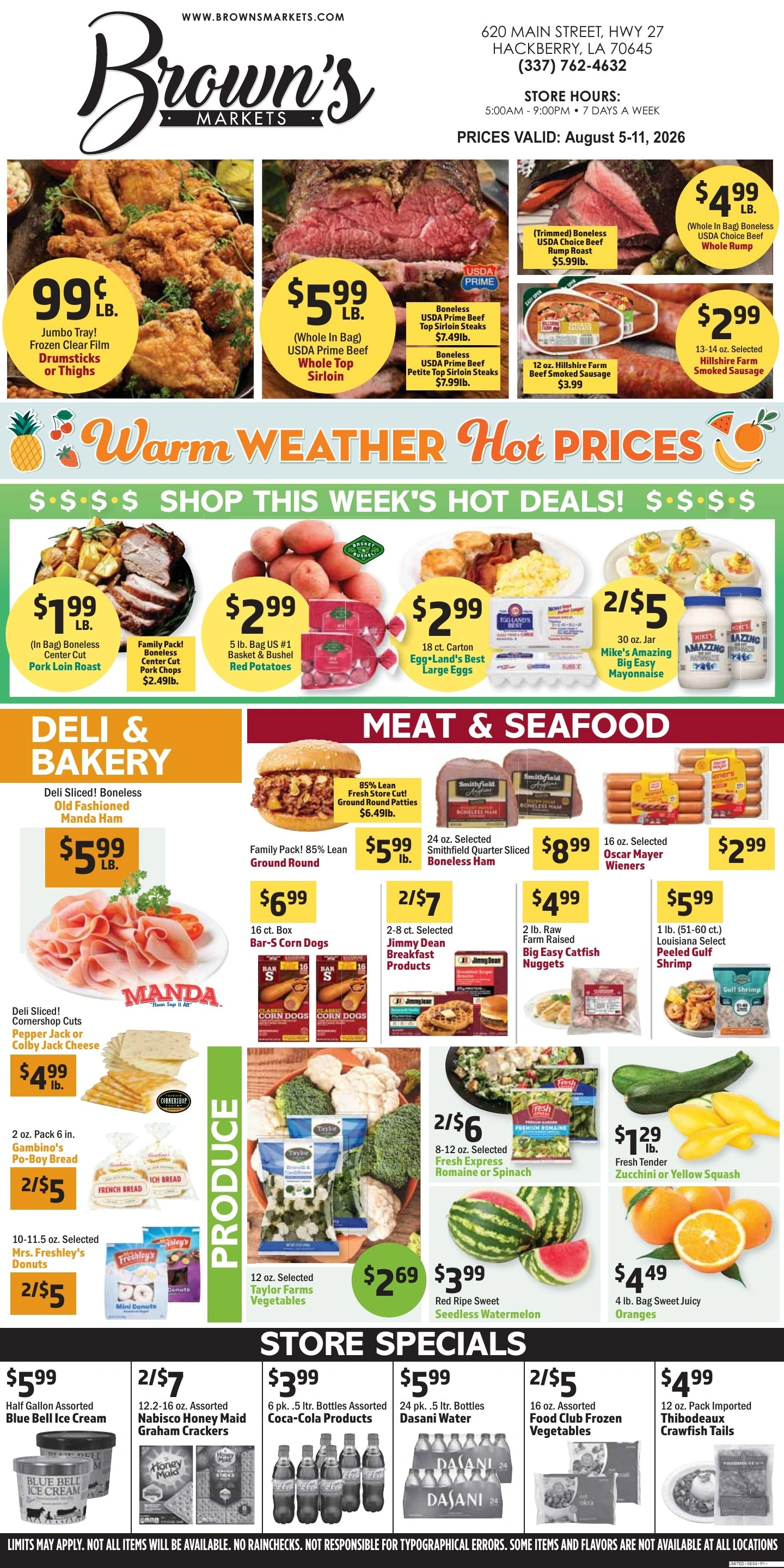 Brown's Food Center flyer page 1