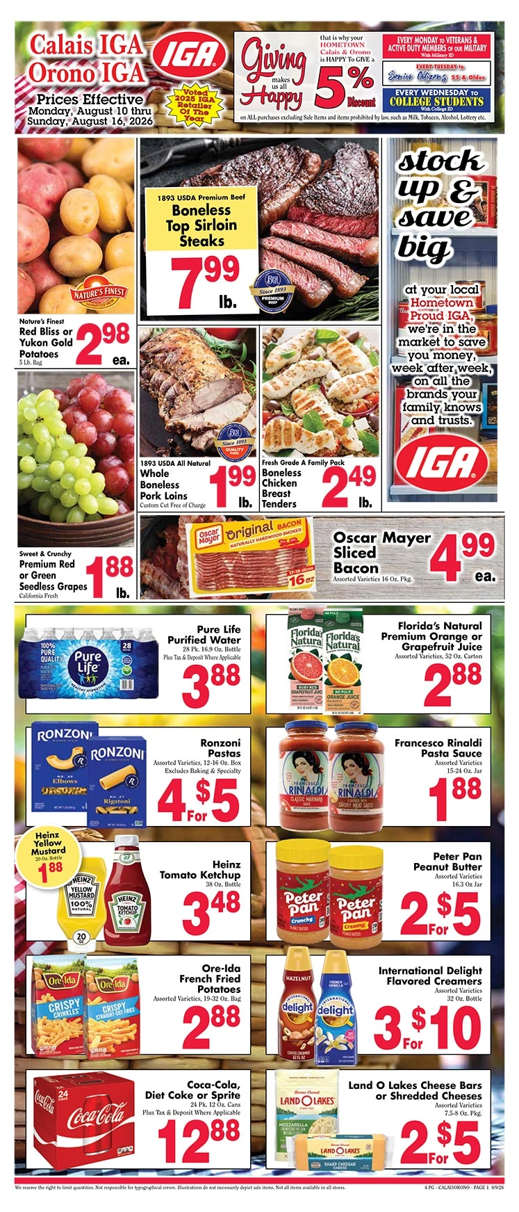 Calais IGA flyer page 1