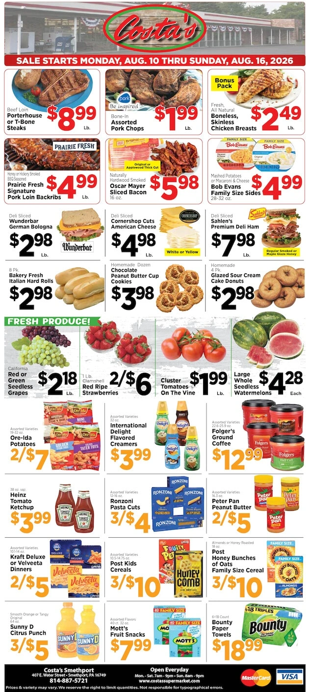 Costa's Supermarket flyer page 1