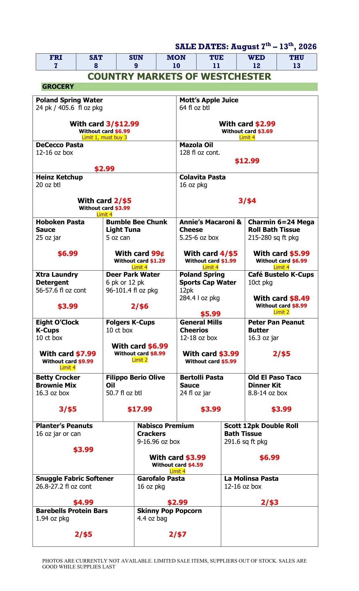 Country Markets of Westchester flyer page 1