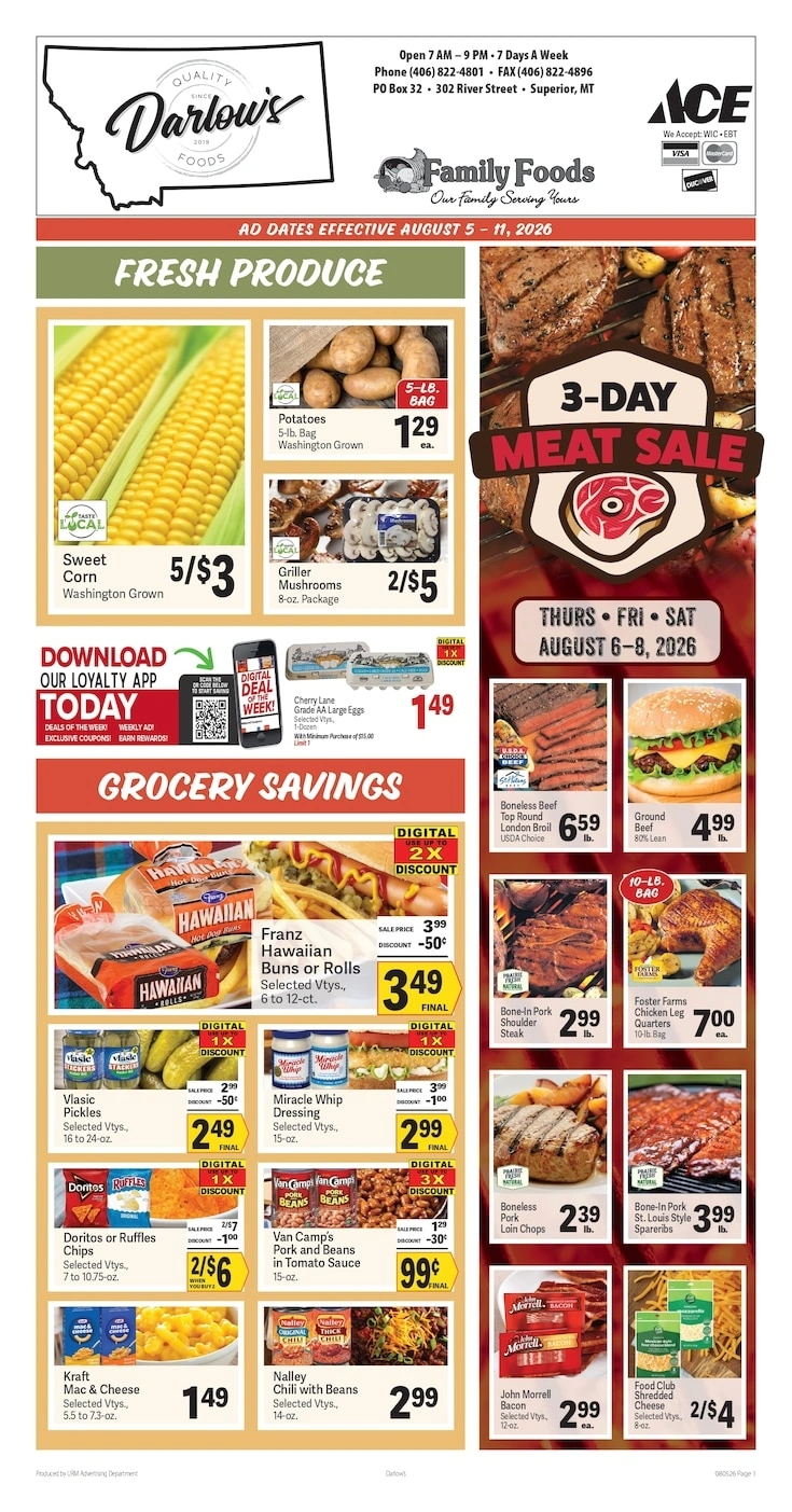 Darlow's Quality Foods flyer page 1