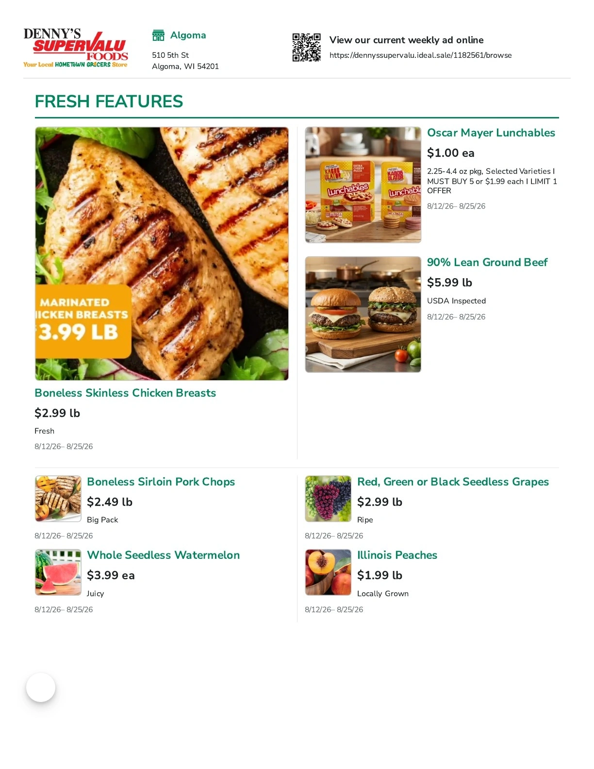 Denny's SuperValu flyer page 1