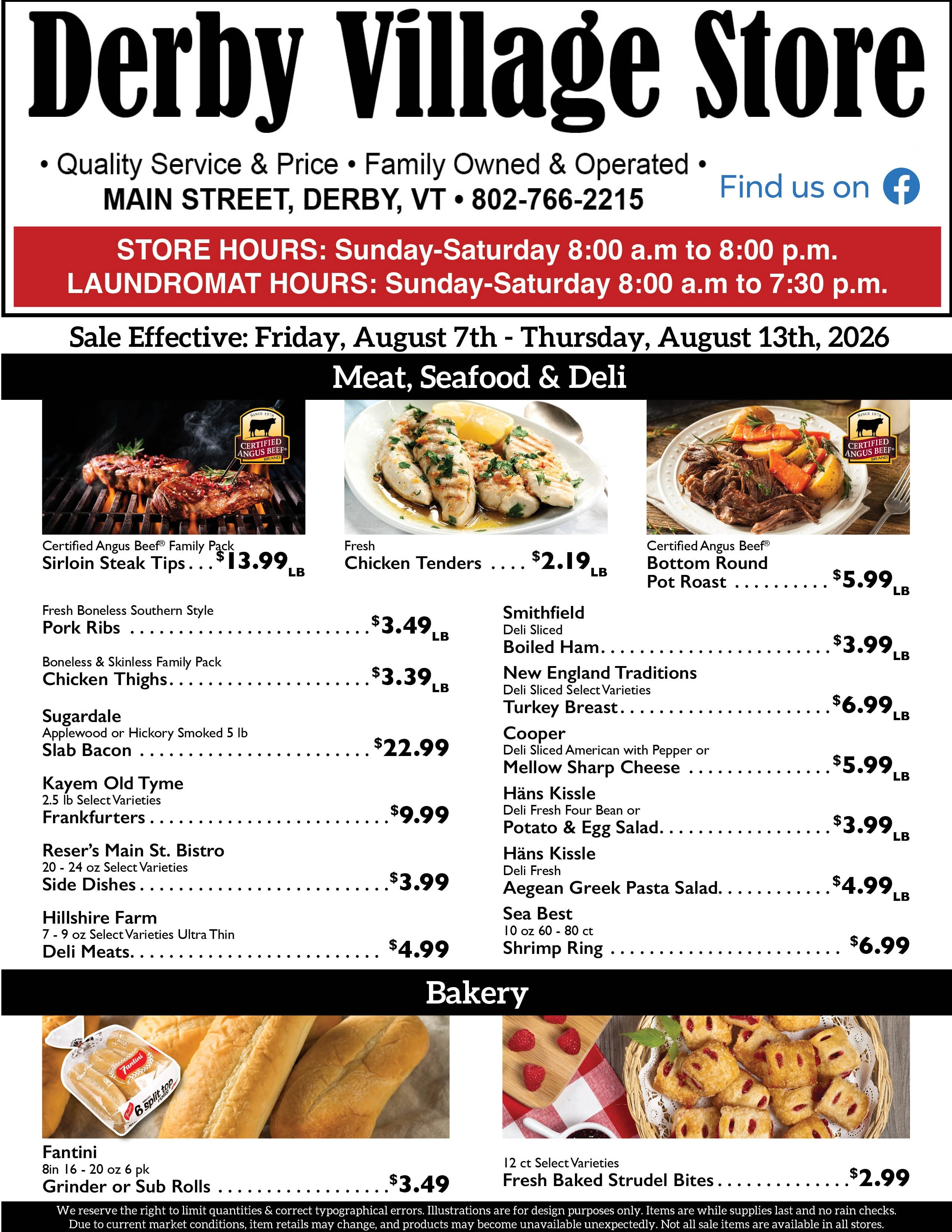 Derby Village Store flyer page 1