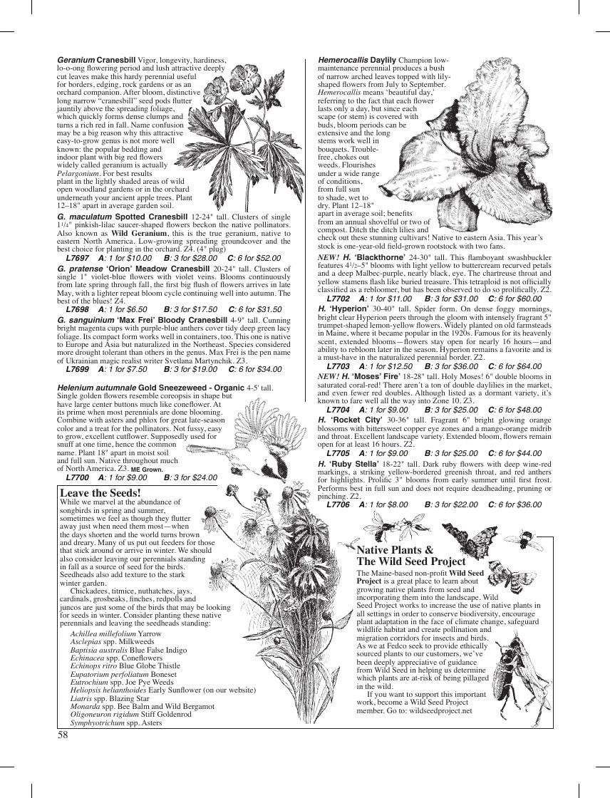 Fedco Seeds flyer page 58