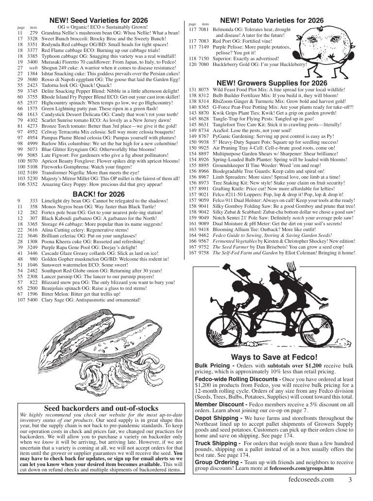 Fedco Seeds flyer page 3