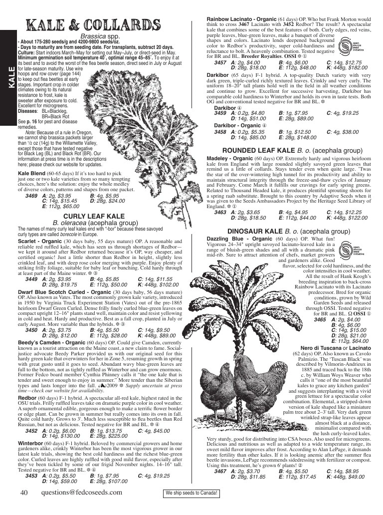 Fedco Seeds flyer page 40