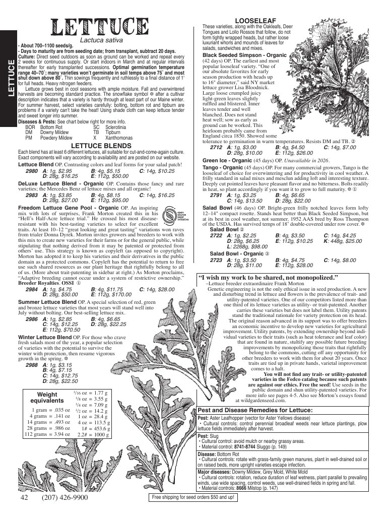 Fedco Seeds flyer page 42