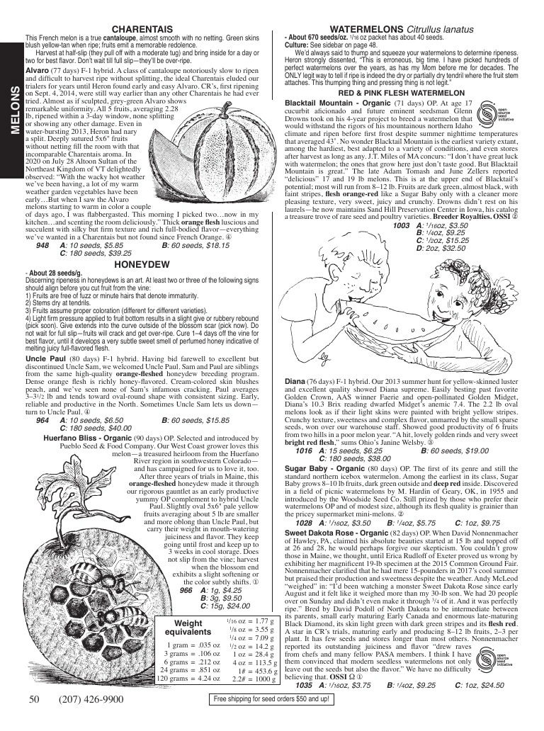 Fedco Seeds flyer page 50