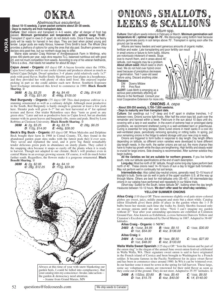 Fedco Seeds flyer page 52