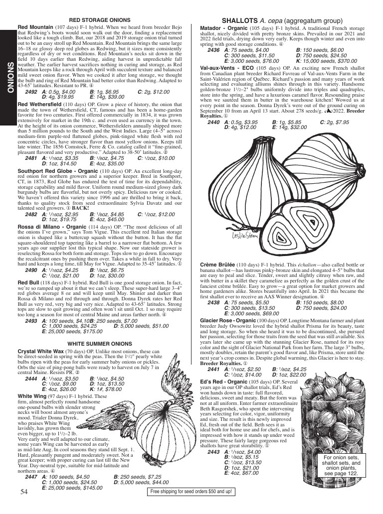 Fedco Seeds flyer page 54