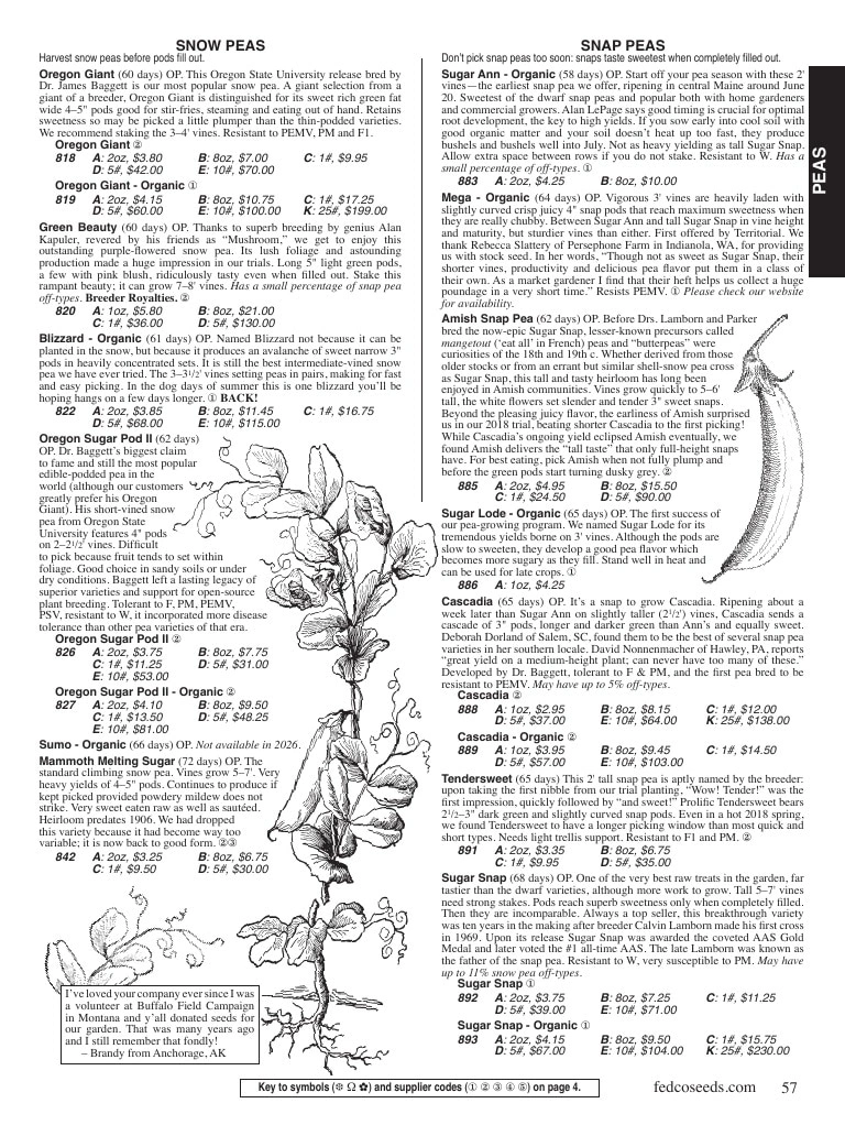 Fedco Seeds flyer page 57