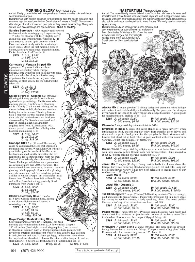 Fedco Seeds flyer page 104