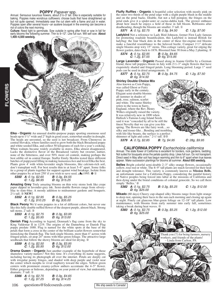 Fedco Seeds flyer page 106