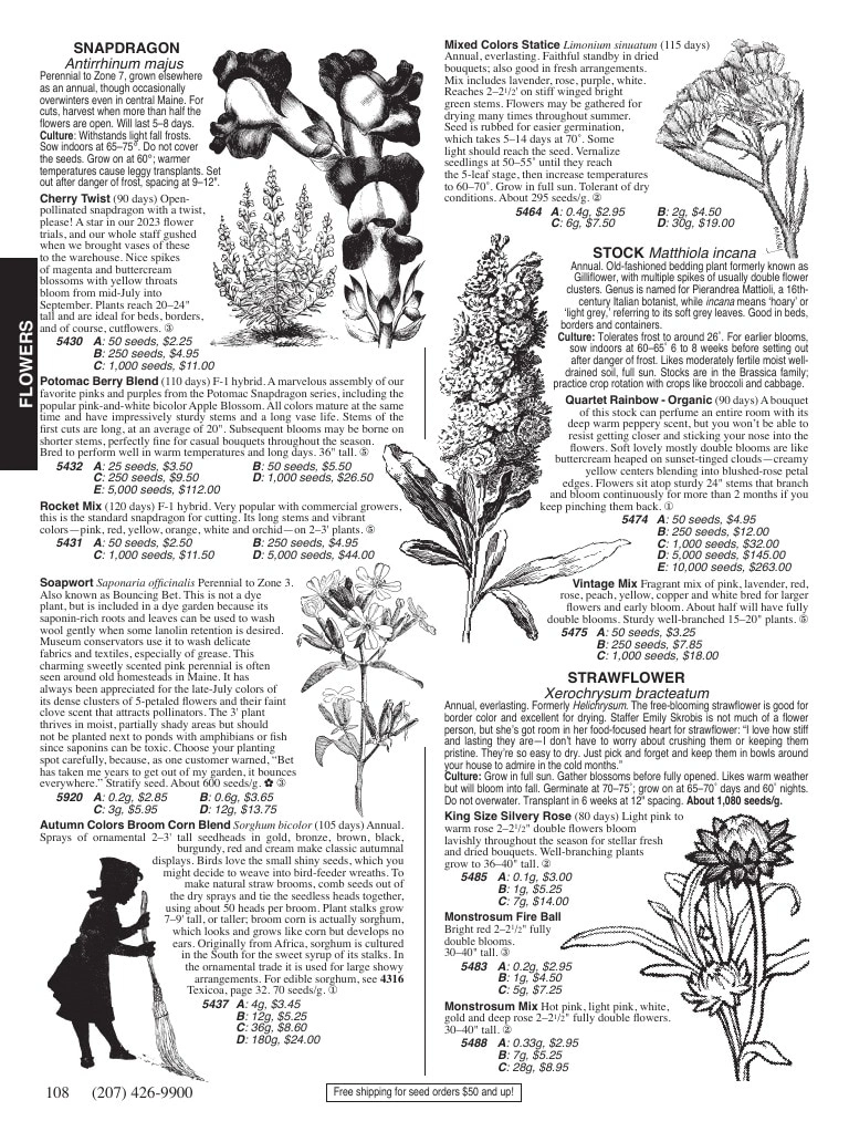 Fedco Seeds flyer page 108