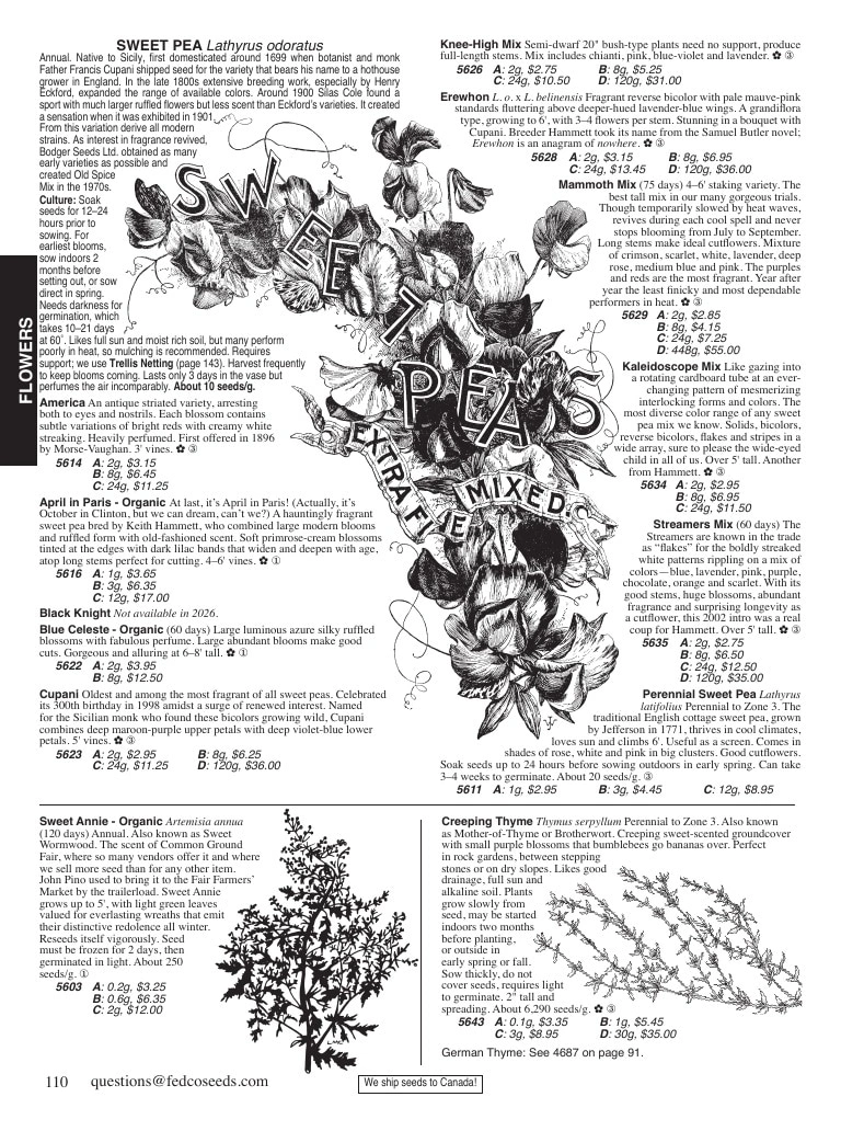 Fedco Seeds flyer page 110