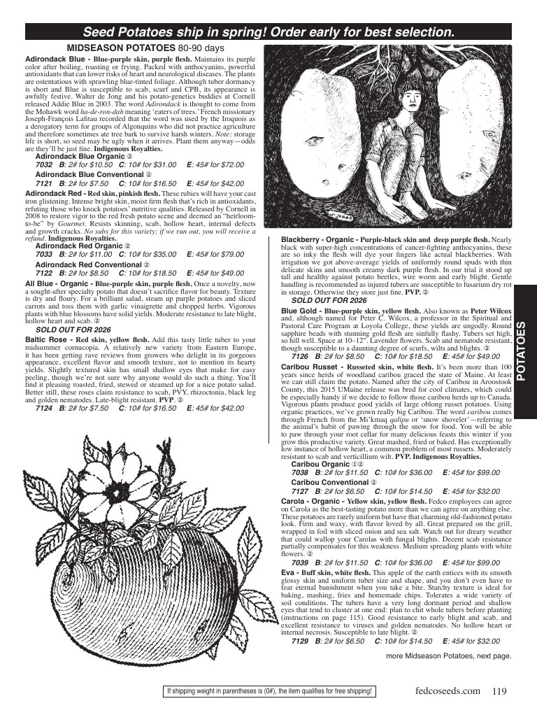 Fedco Seeds flyer page 119