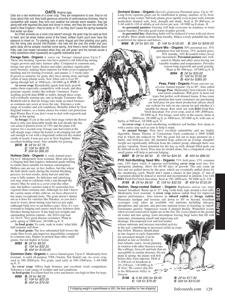 Fedco Seeds flyer page 129