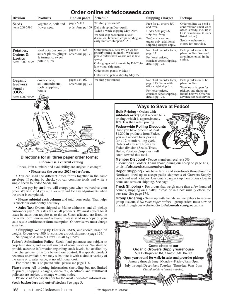 Fedco Seeds flyer page 168