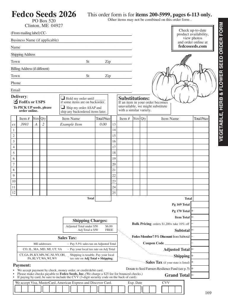 Fedco Seeds flyer page 169