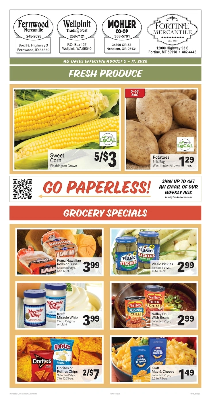 Fortine Mercantile flyer page 1