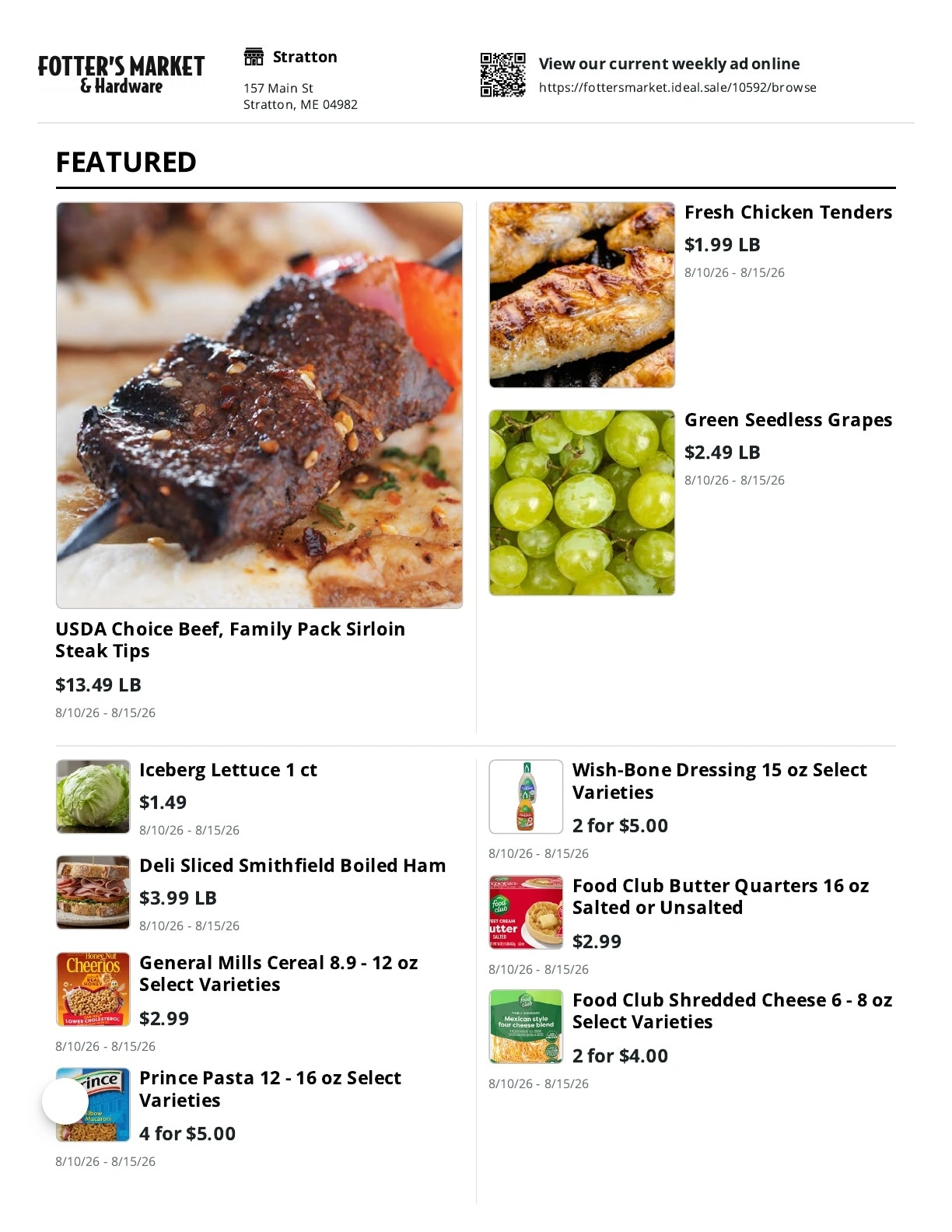 Fotter's Market & Hardware flyer page 1