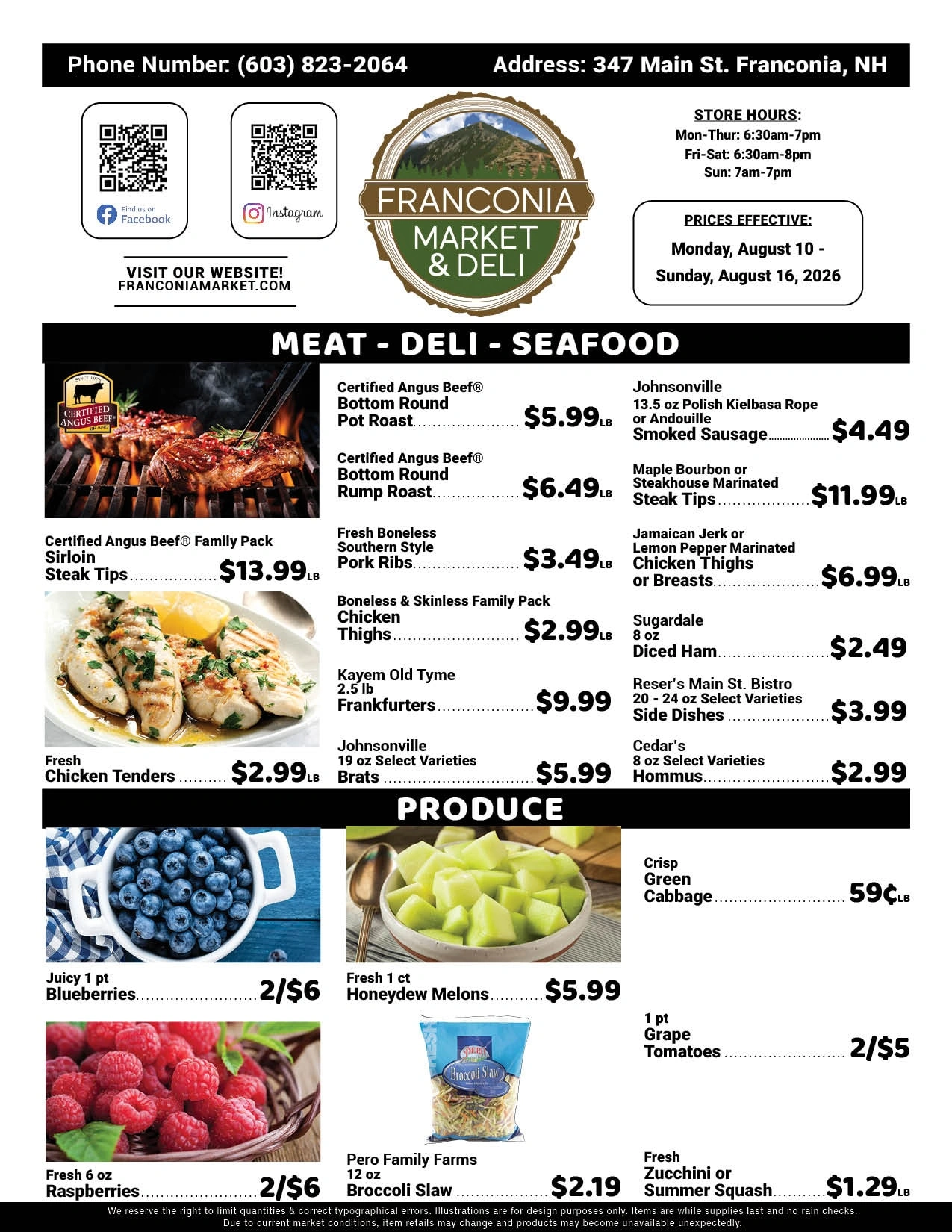 Franconia Market flyer page 1