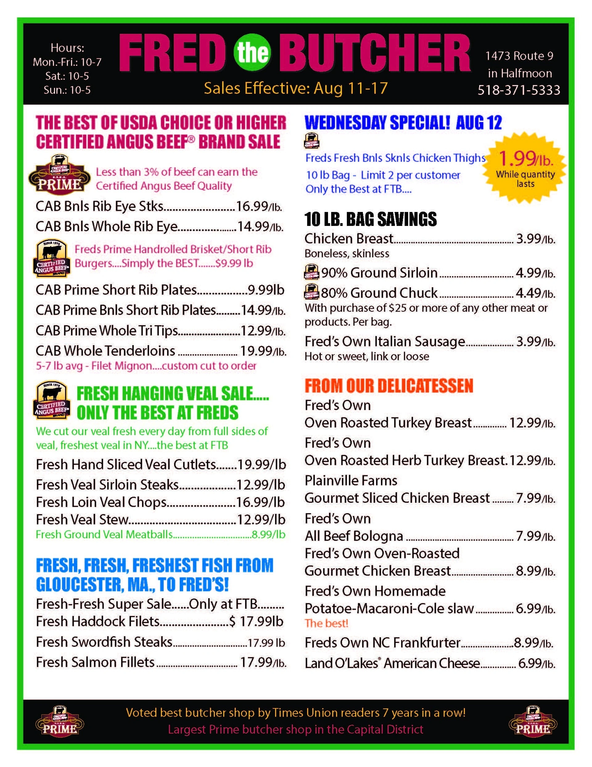 Fred the Butcher flyer page 1
