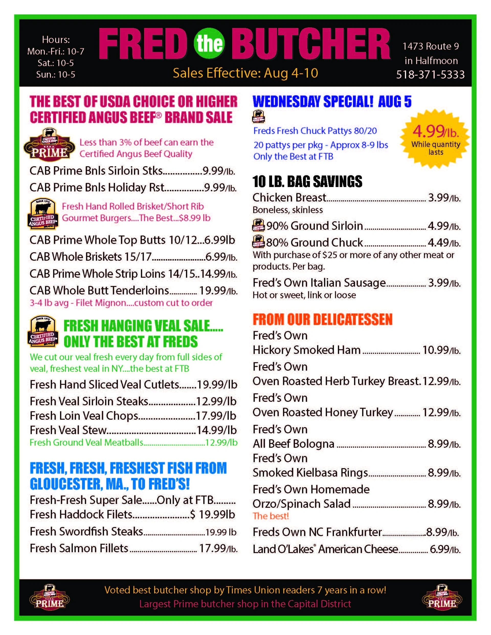 Fred the Butcher flyer page 1