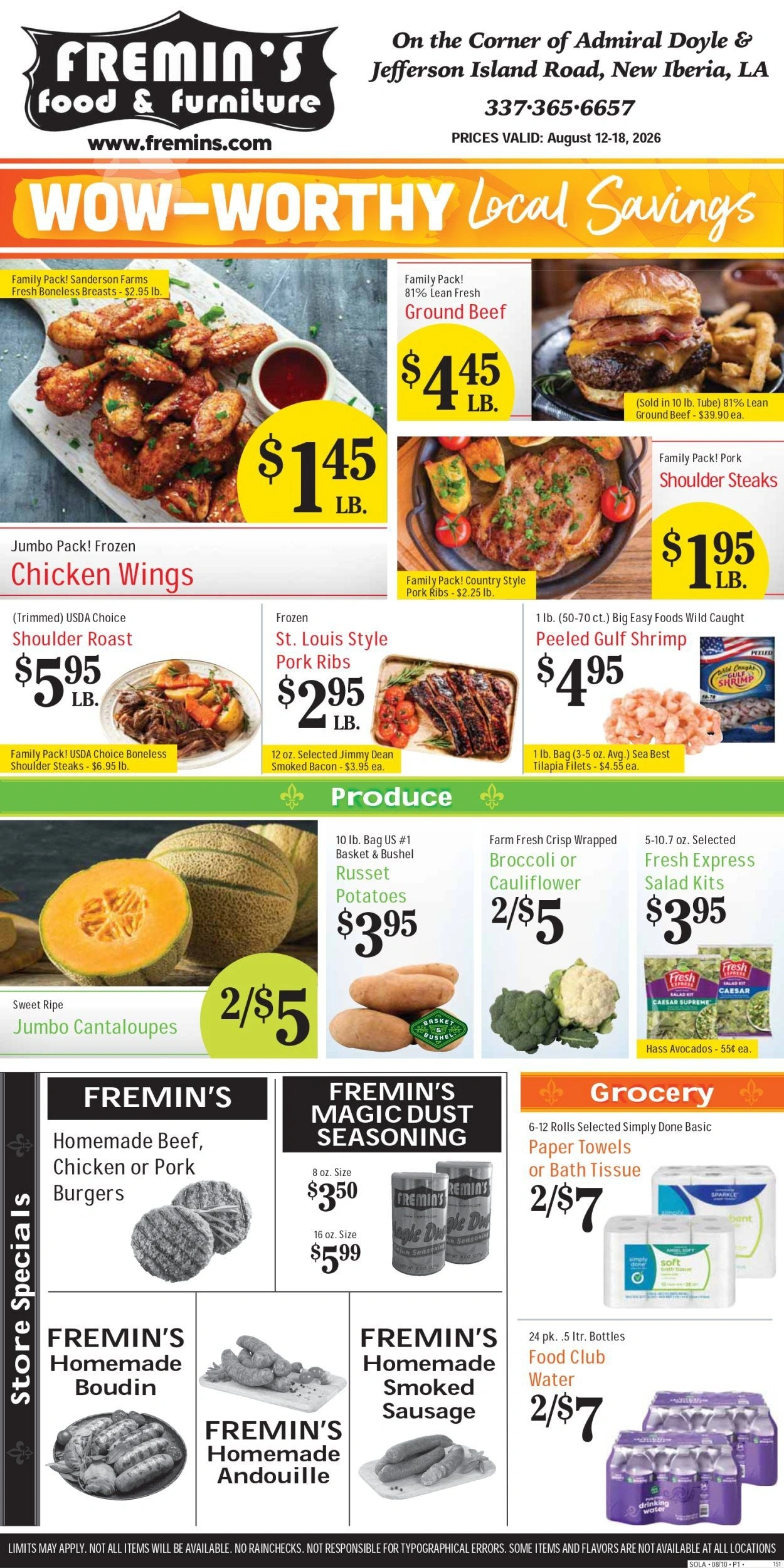 Fremin's Food & Furniture flyer page 1