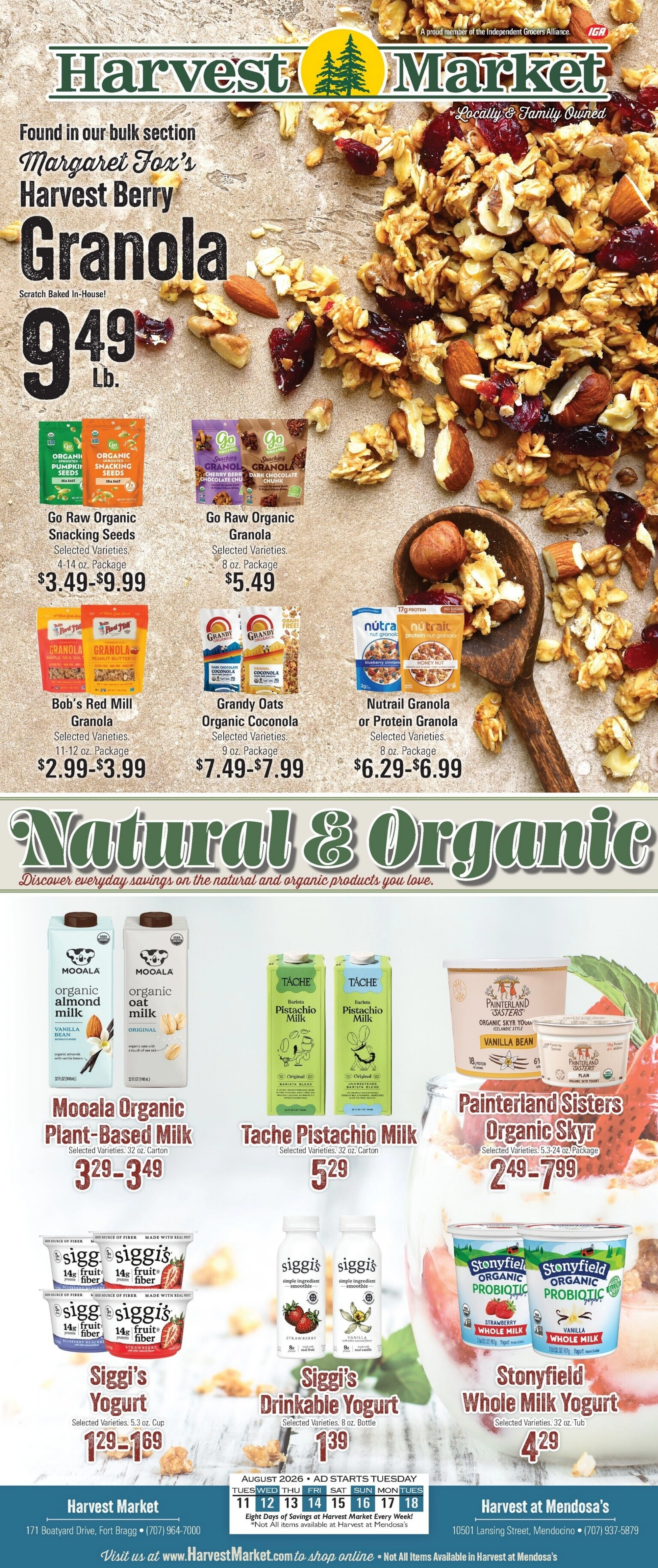 Harvest Market Fort Bragg flyer page 1