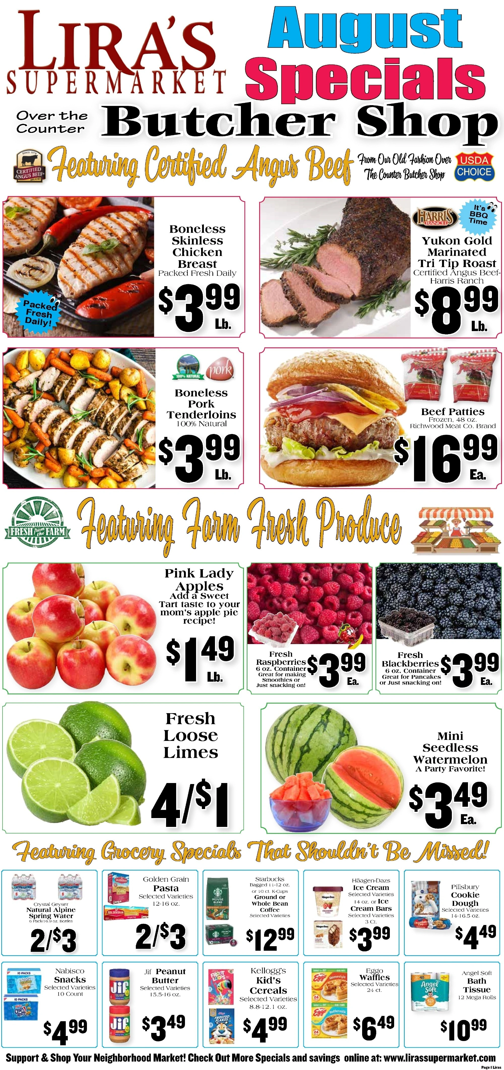 Lira's Supermarket flyer page 1