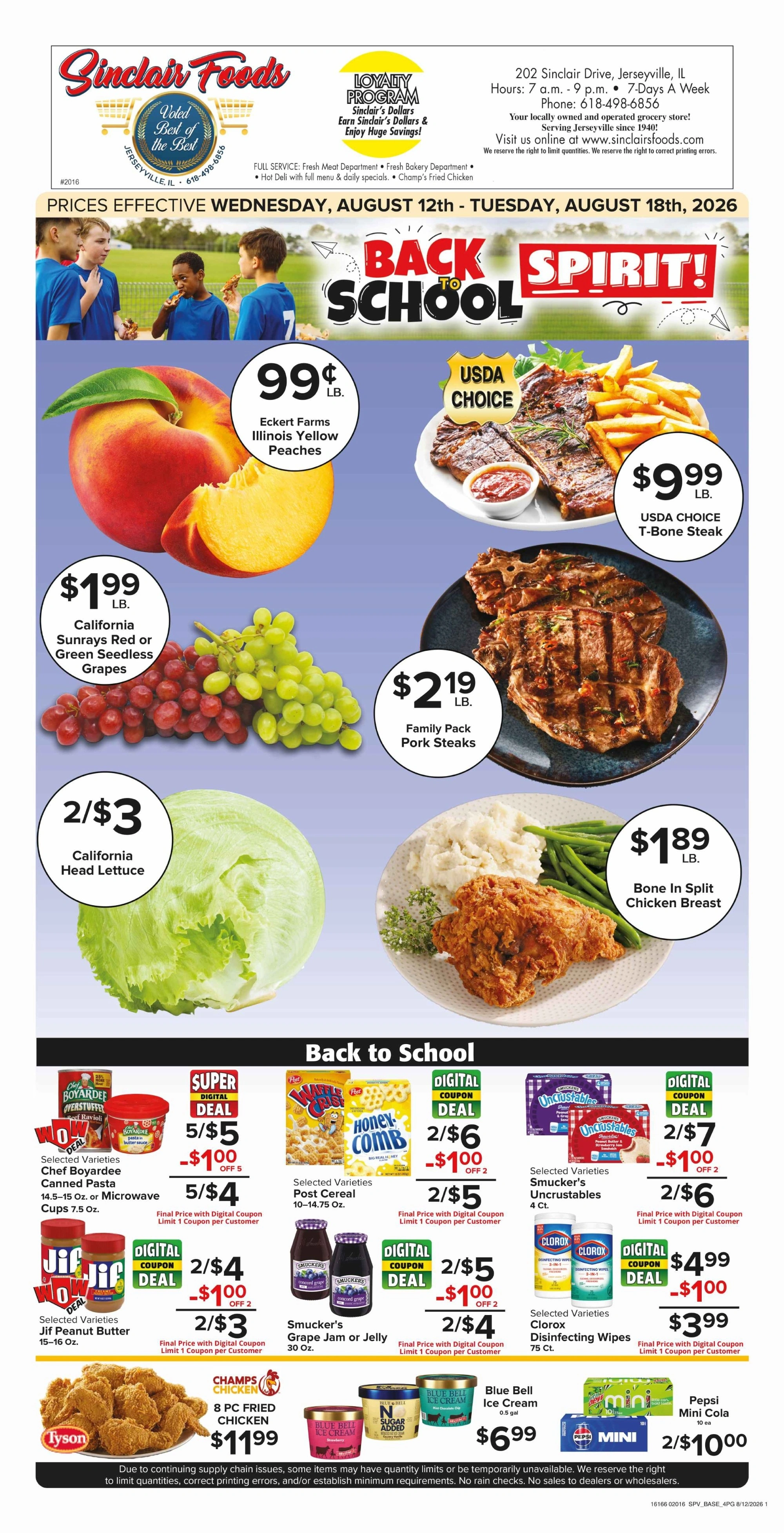 Sinclair Foods flyer page 1