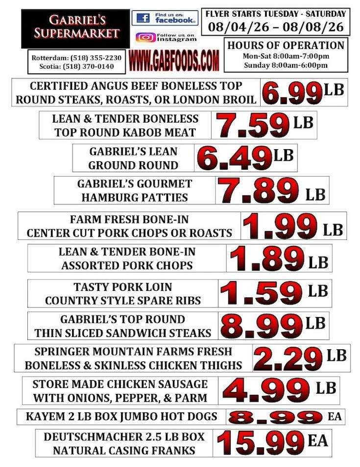 Gabriel's Supermarkets flyer page 1