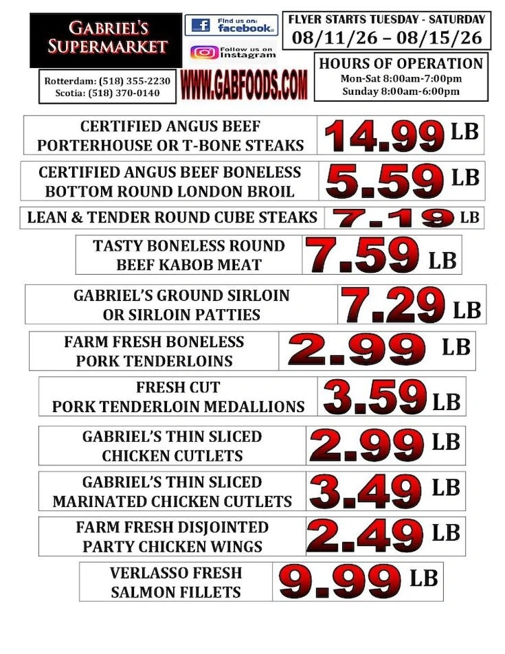 Gabriel's Supermarkets flyer page 1