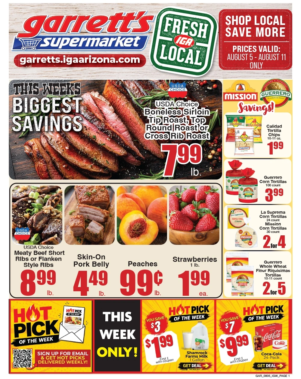 Garrett's IGA flyer page 1