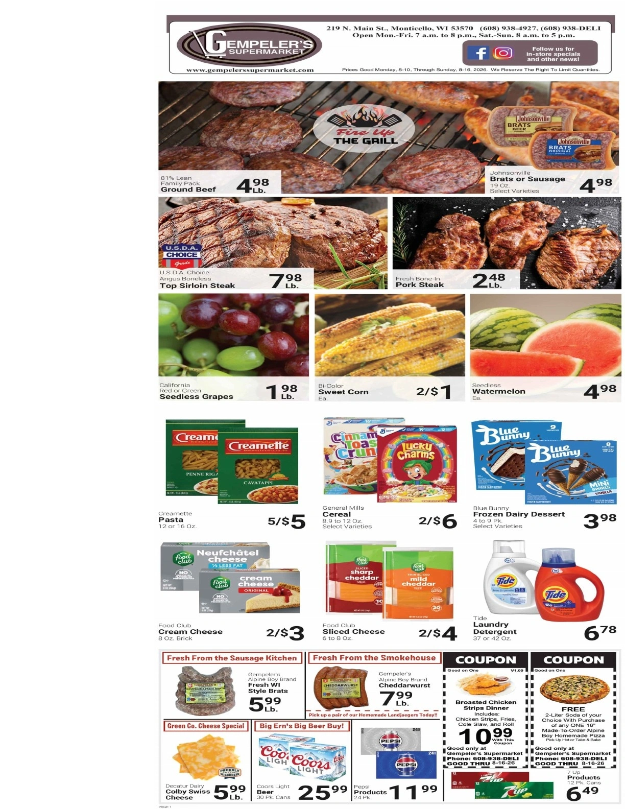 Gempeler's Supermarket flyer page 1