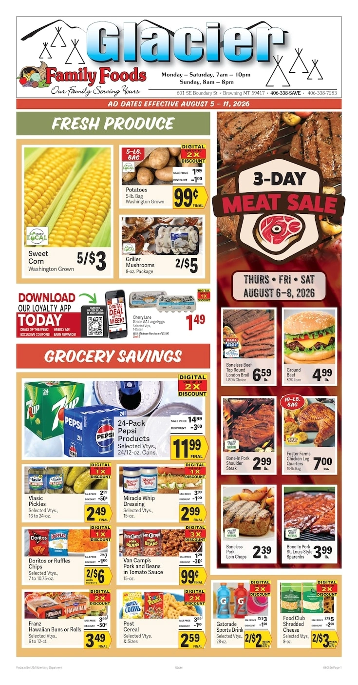 Glacier Family Foods flyer page 1